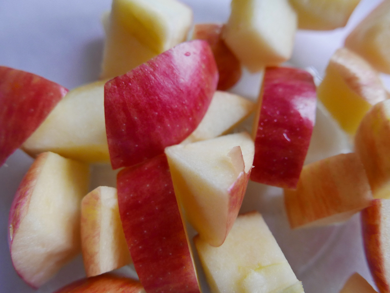 Bite size red apple chunks