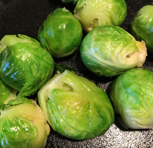 Pan frying Brussels sprouts